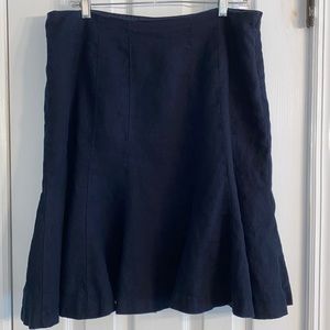 Chaps Navy lined Linen Skirt with flare. Size 12